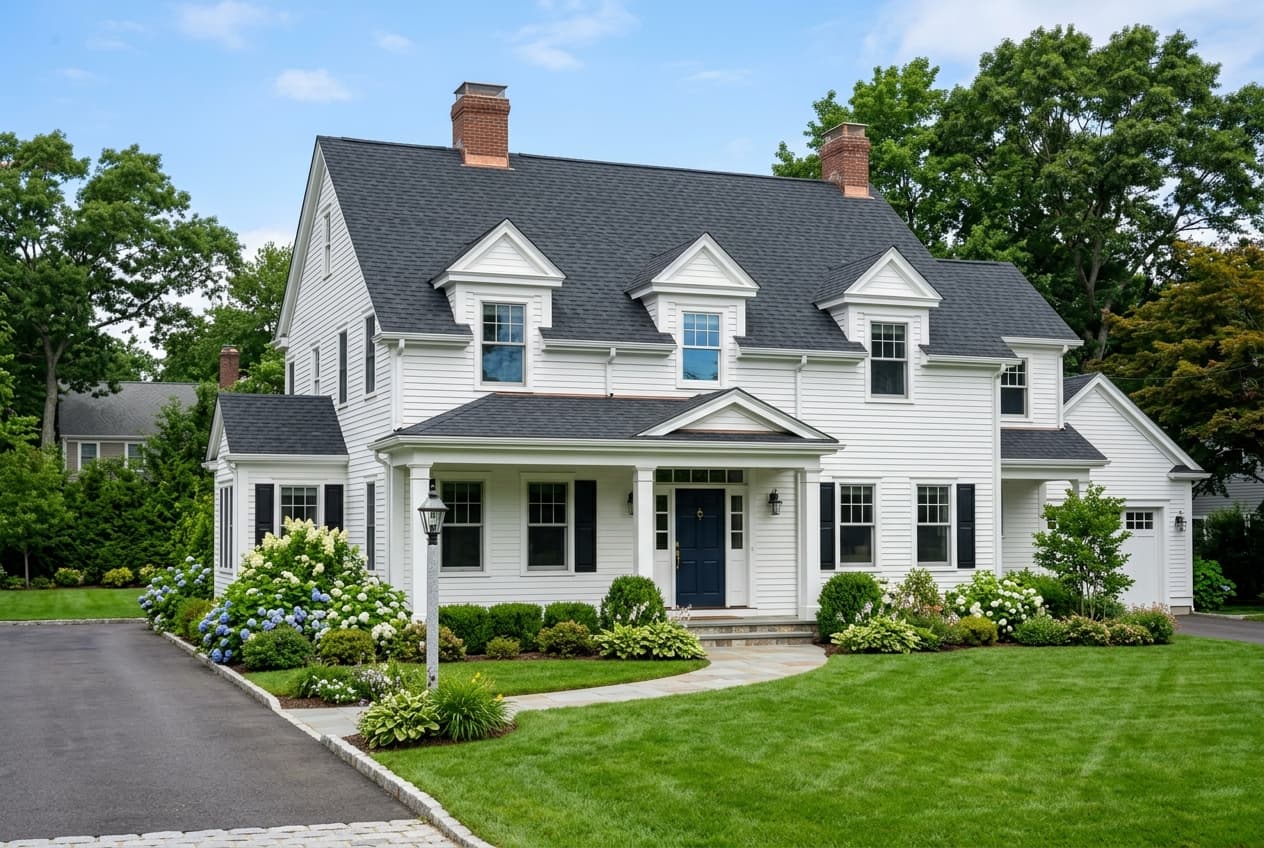 An attractive New England home with a brand-new asphalt shingle roof and strong curb appeal