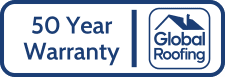 Global Roofing 50 year warranty badge