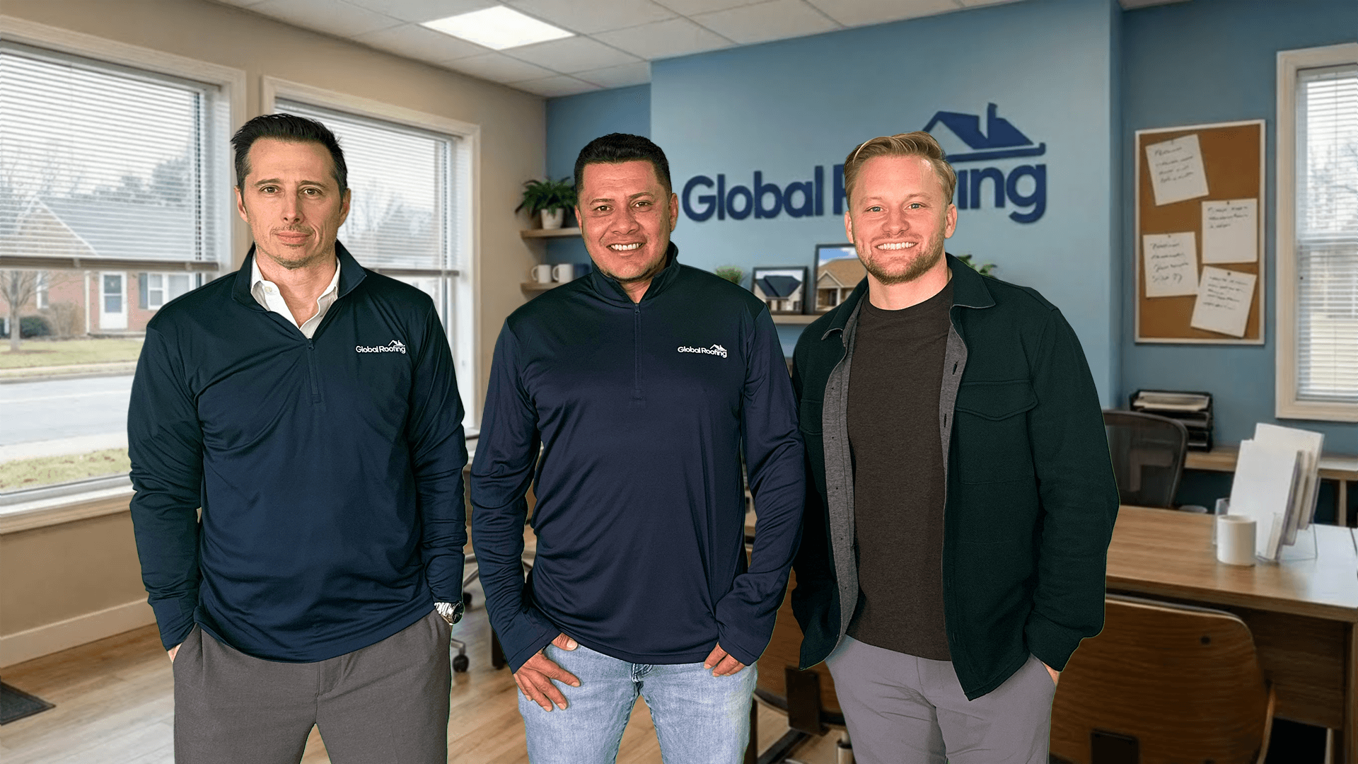 Members of the Global Roofing licensed Massachusetts crew