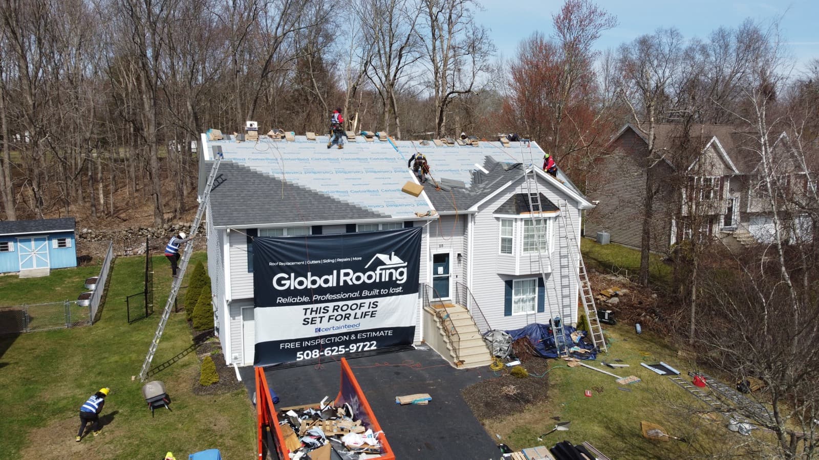Roof deck fully covered with synthetic underlayment, prepped for new architectural shingles