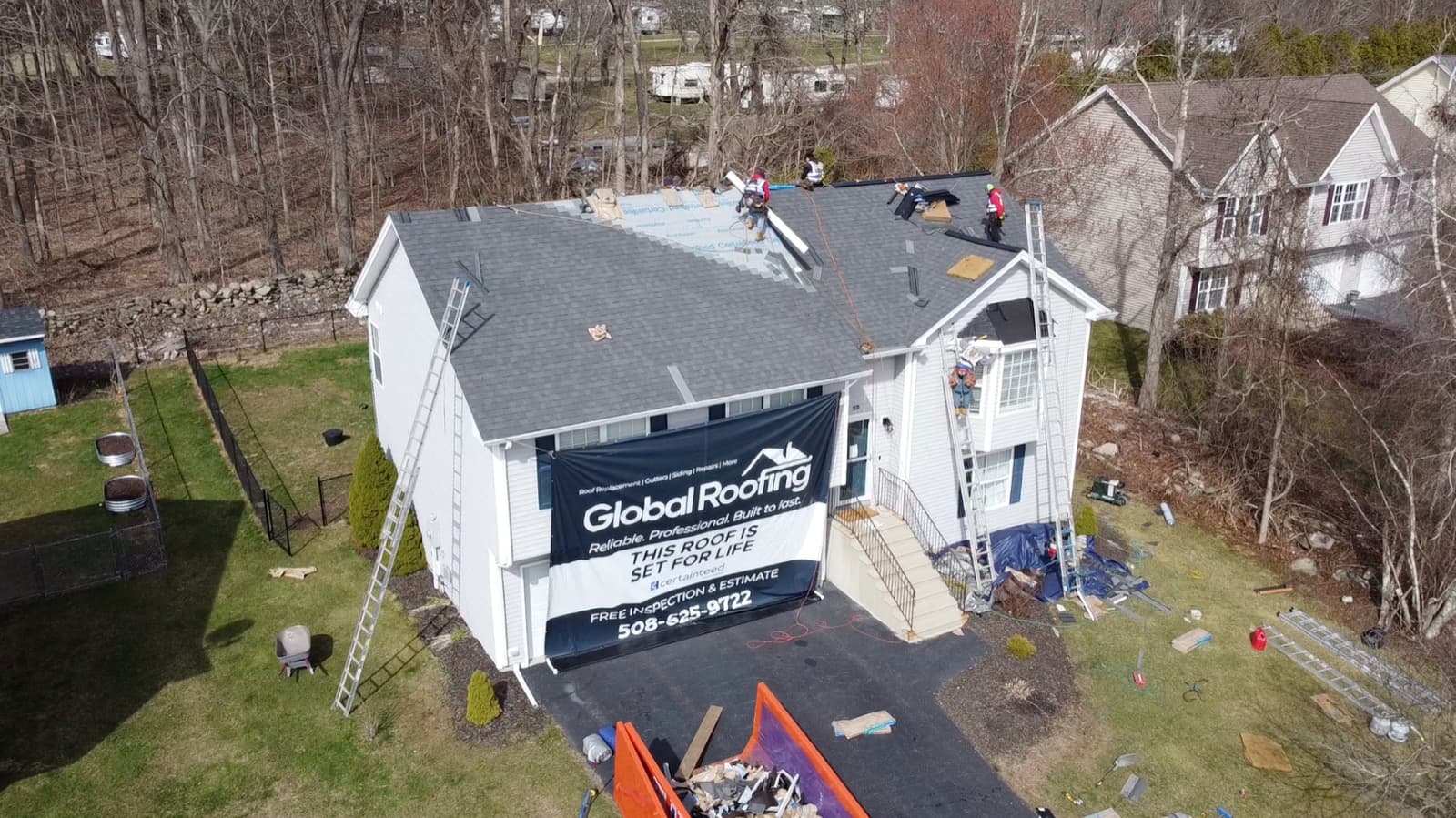 New CertainTeed architectural shingles installed on a home by the Global Roofing crew