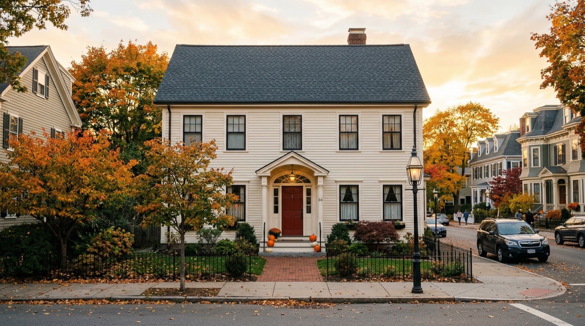 Residential roof replacement on a Colonial home in Boston, Massachusetts
