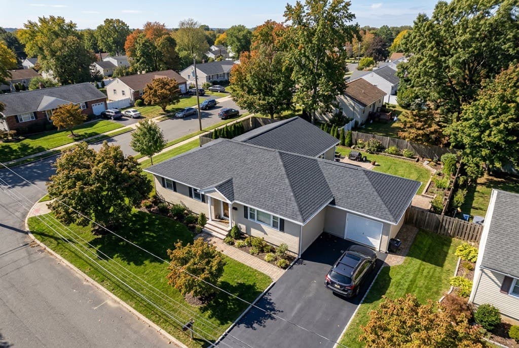New architectural shingle roof on a Clifton, New Jersey residential home