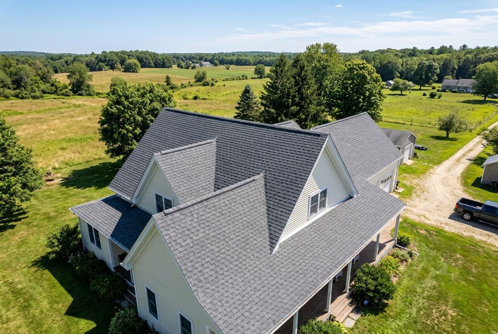 New architectural shingle roof on a Coventry, Rhode Island residential home