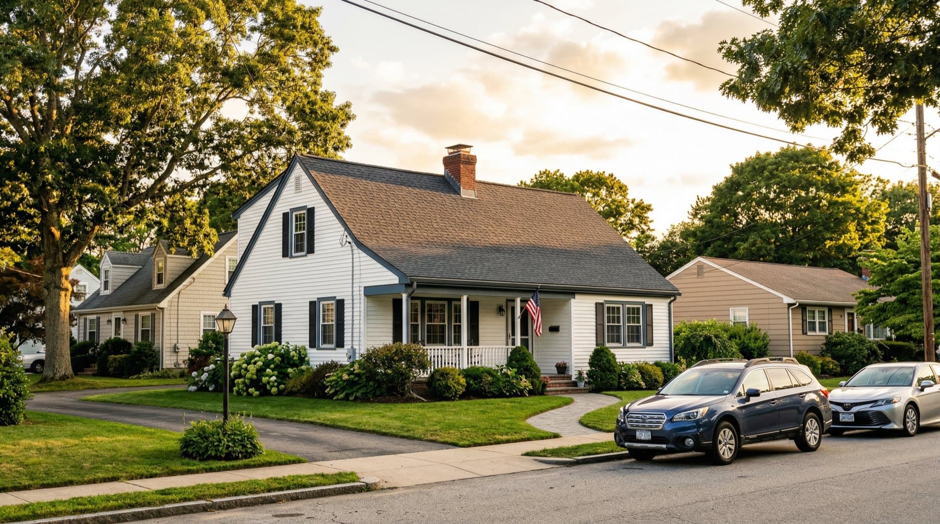 Residential roof replacement on a Cape Cod home in Cranston, Rhode Island