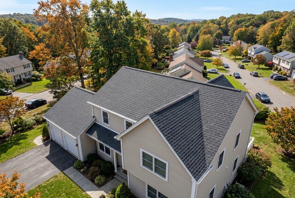 New architectural shingle roof on a Danbury, Connecticut residential home