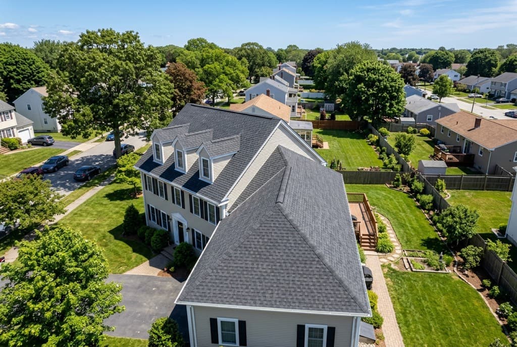 New architectural shingle roof on an East Providence, Rhode Island residential home