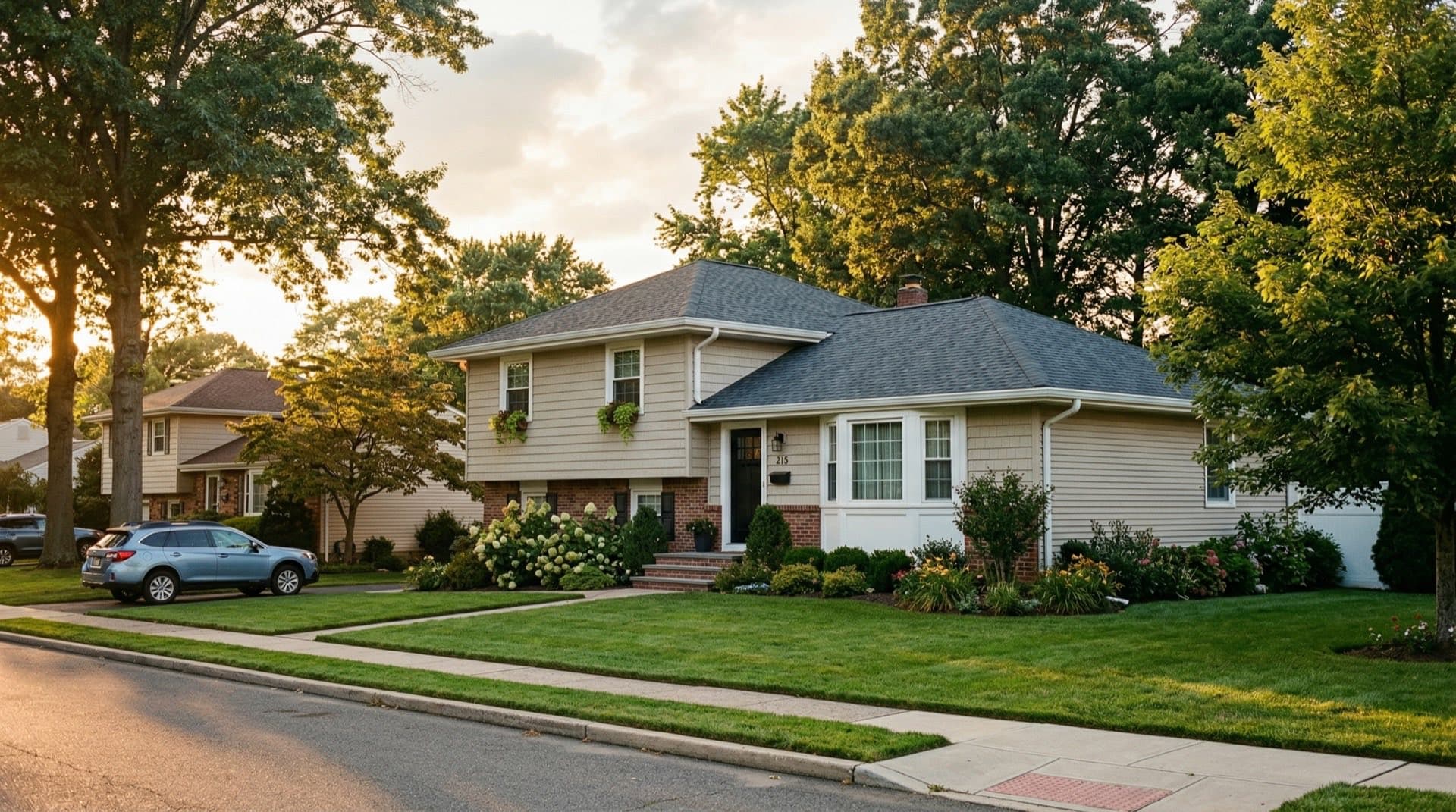 Residential roof replacement on a split-level home in Edison, New Jersey