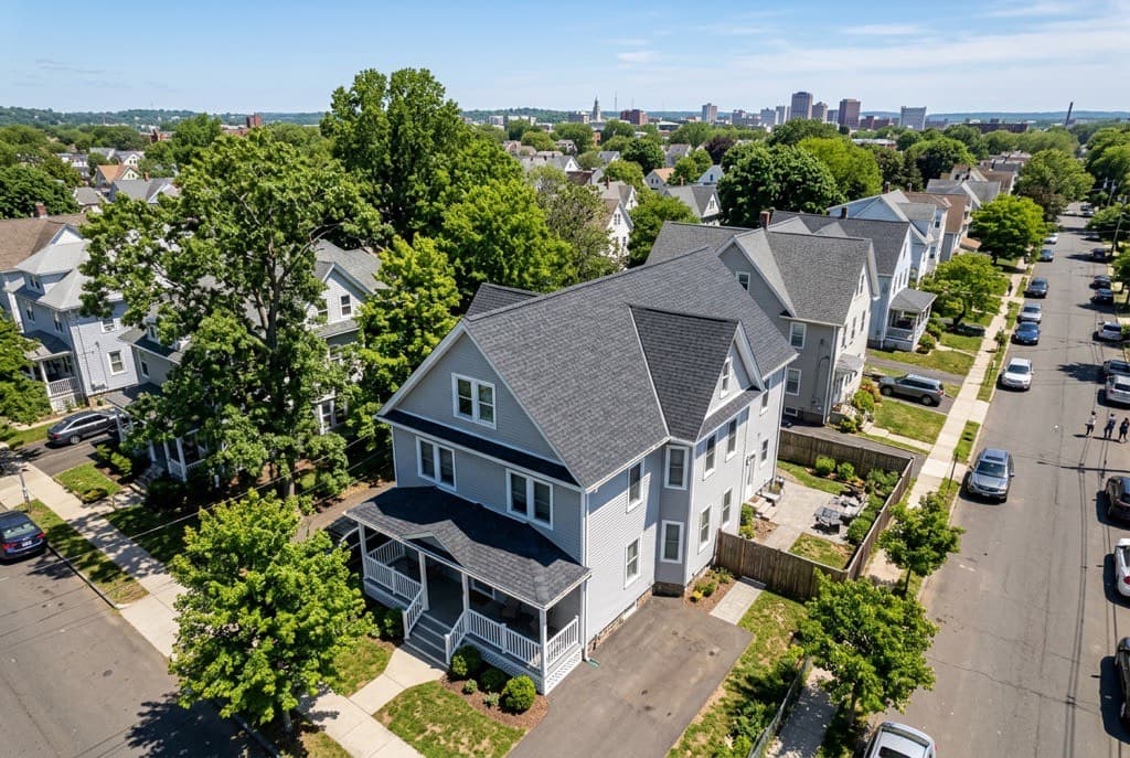 New architectural shingle roof on a Hartford, Connecticut residential home