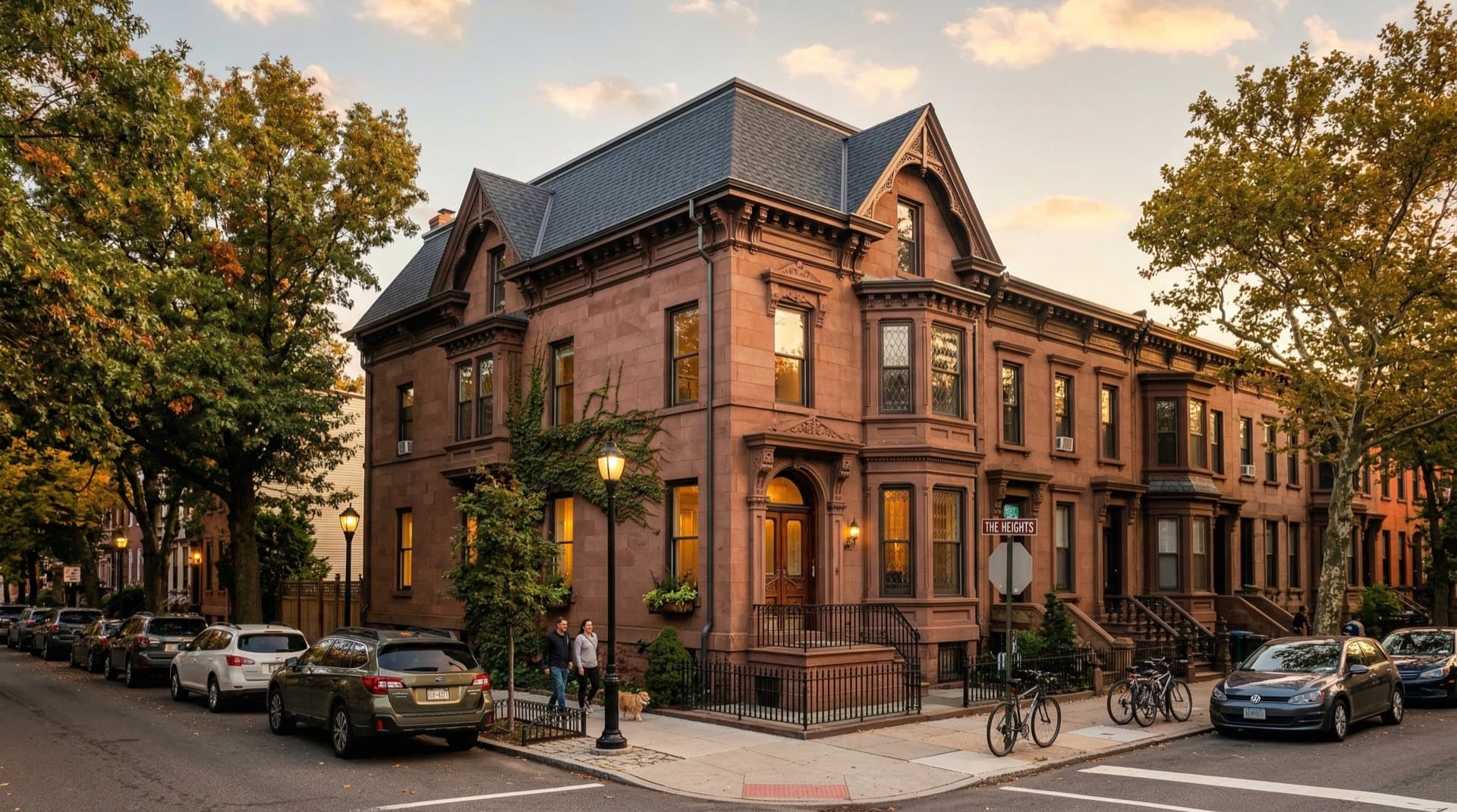 Residential roof replacement on a brownstone home in Jersey City, New Jersey