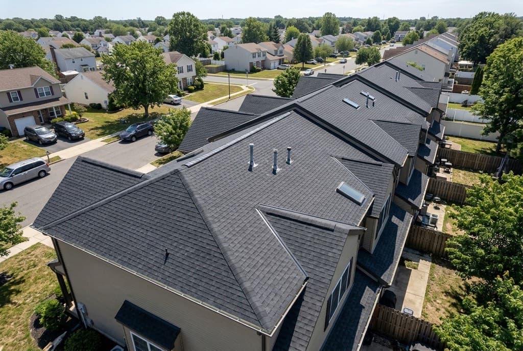 New architectural shingle roof on a Lakewood, New Jersey townhouse