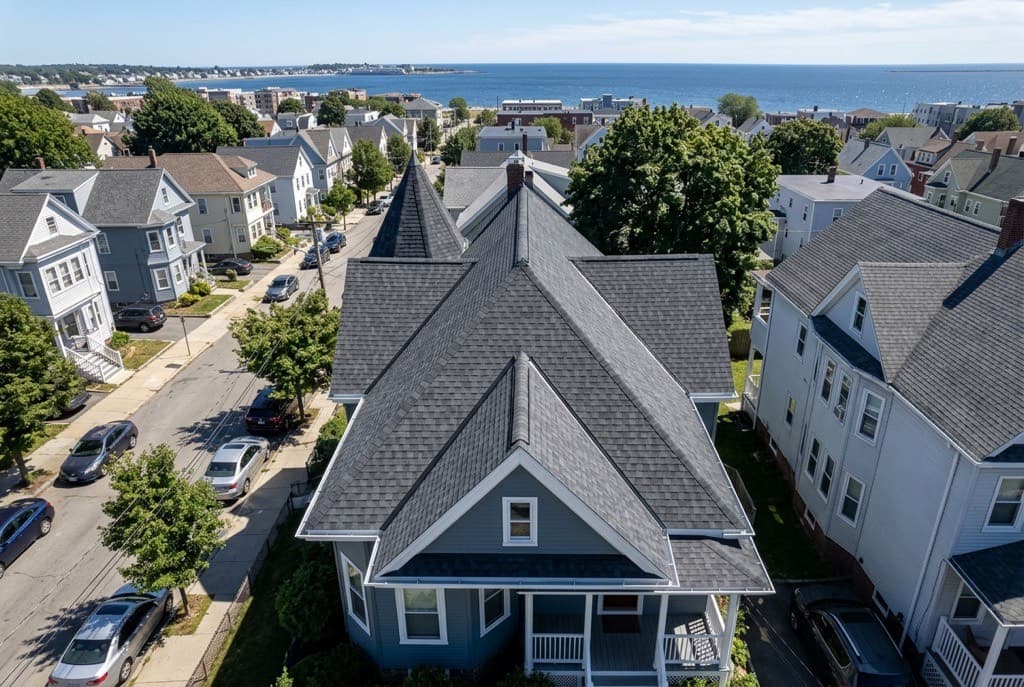 New architectural shingle roof on a Lynn, Massachusetts residential home