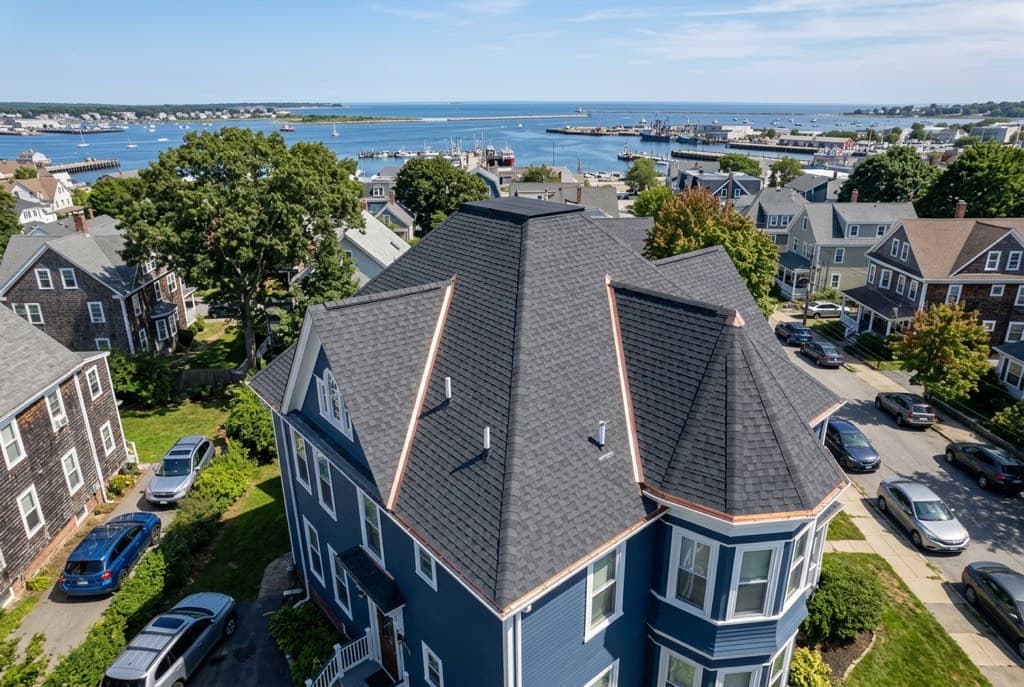 New architectural shingle roof on a New Bedford, Massachusetts residential home