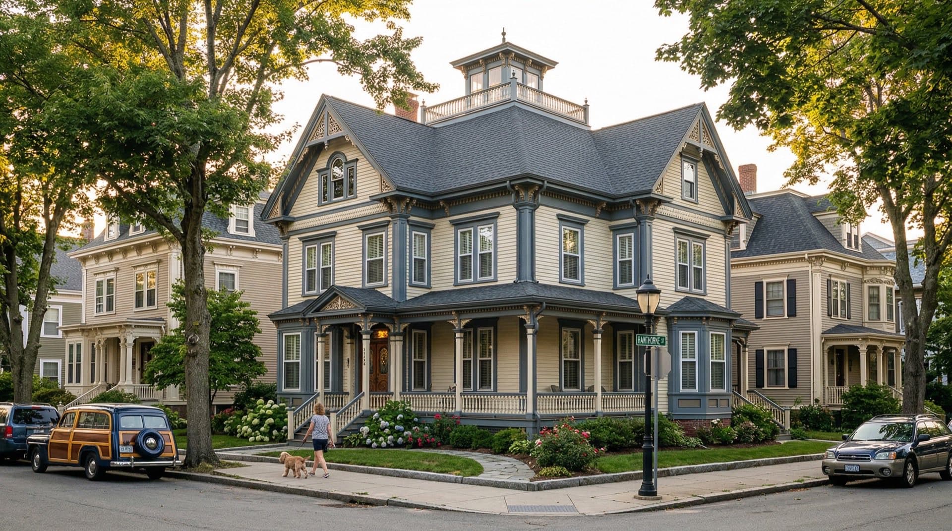 Residential roof replacement on a Victorian whaling-era home in New Bedford, Massachusetts