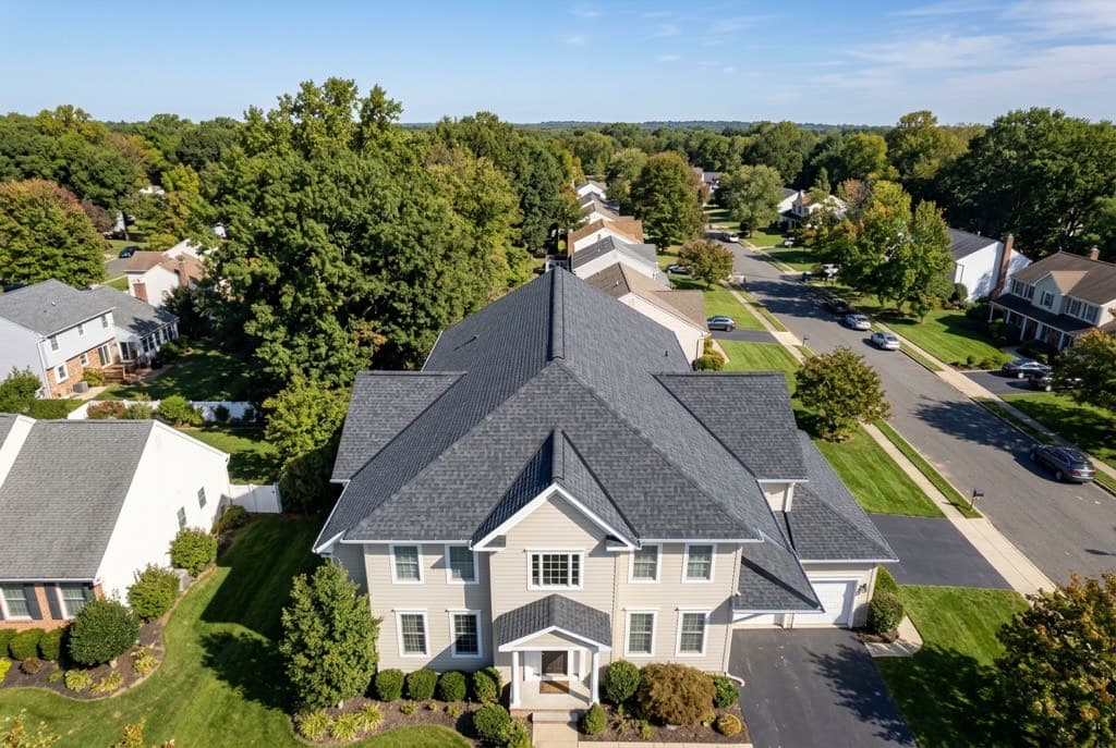 New architectural shingle roof on a New Jersey Colonial home