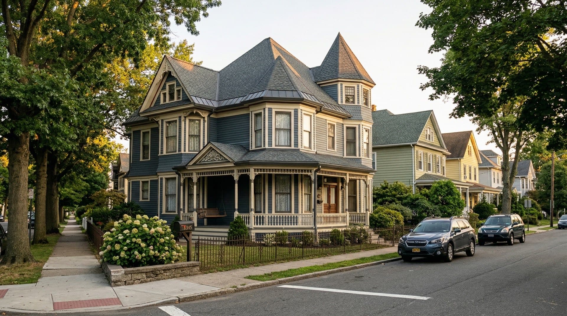 New architectural shingle roof on a Victorian home in Paterson, New Jersey