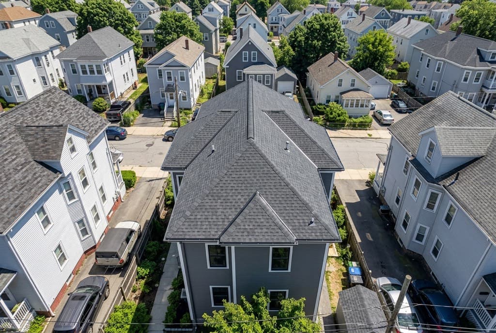 New architectural shingle roof on a Providence, Rhode Island residential home