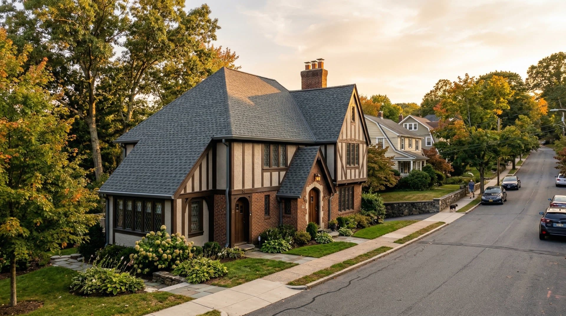 Residential roof replacement on a Colonial Revival home in Waterbury, Connecticut