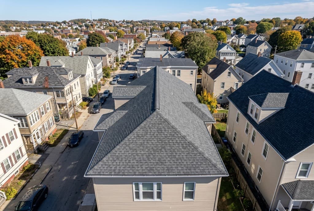 New architectural shingle roof on a Woonsocket, Rhode Island residential home