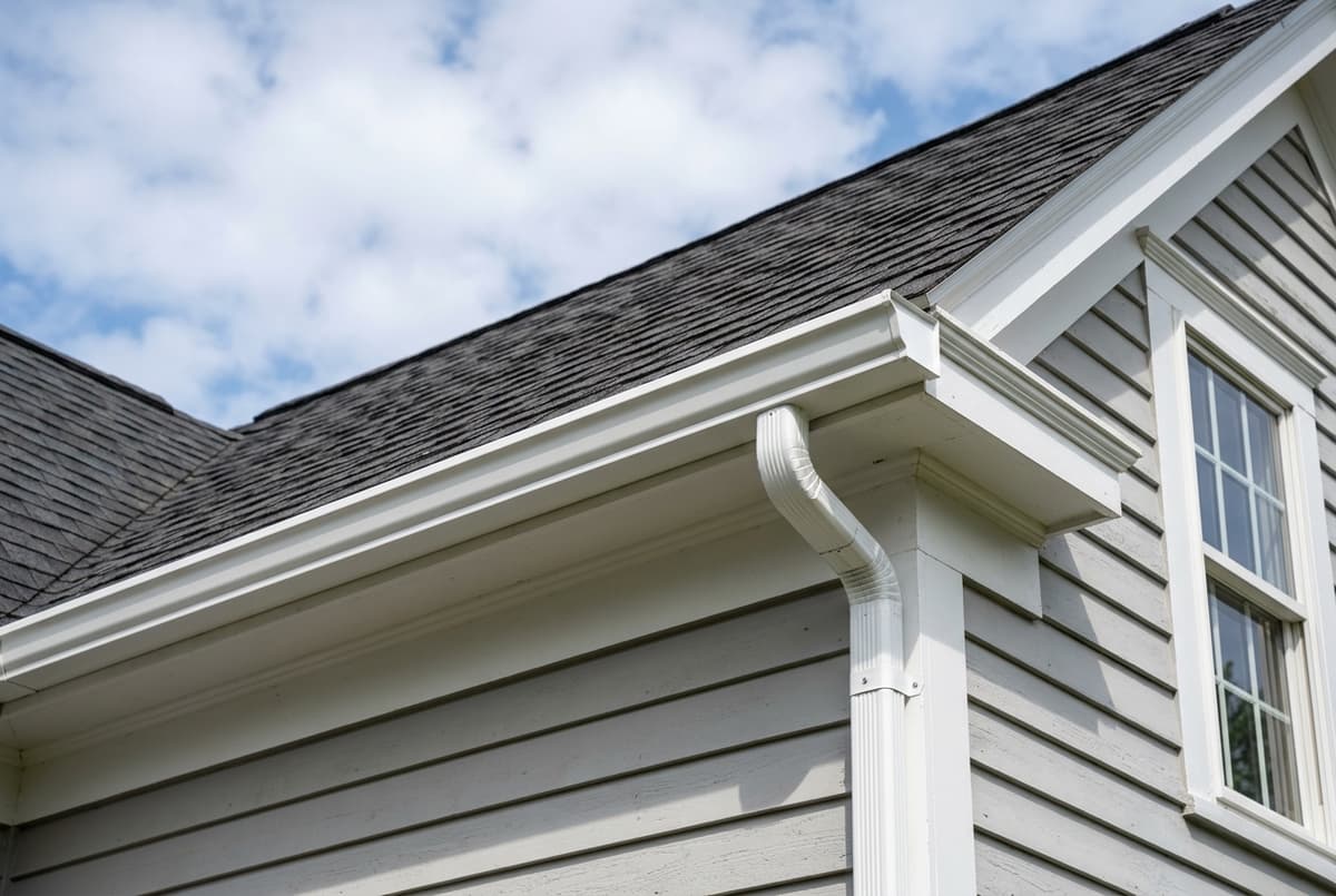 Seamless gutter system installed on a residential roof