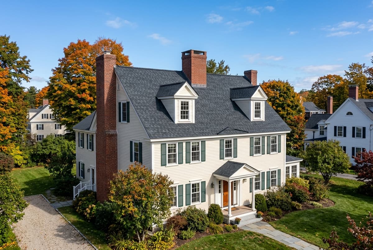 Completed residential roof replacement with new asphalt shingles