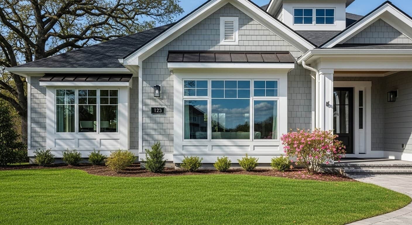 New England home featuring durable, high-quality fiber cement siding and a well-installed roof, combining long-lasting performance with beautiful curb appeal.