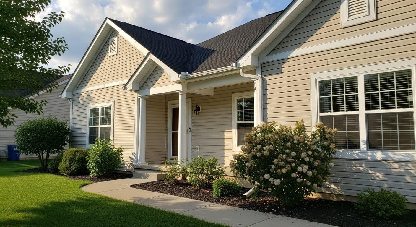New England home with freshly installed high-quality vinyl siding and a new roof, giving the house a clean, modern look and excellent curb appeal.
