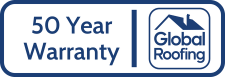 Global Roofing 50 year warranty badge